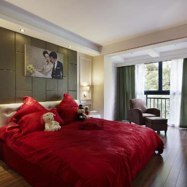 红色美式卧室设计