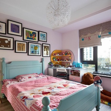 紫色温馨宜家风格儿童房装...