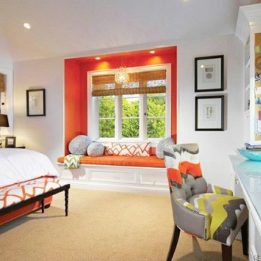 浪漫创意橙色简约卧室设计...