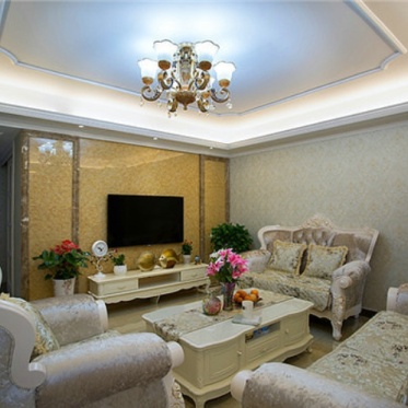 米色欧式风格客厅沙发装饰...