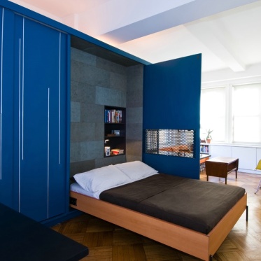 蓝色北欧风格个性卧室隔断...