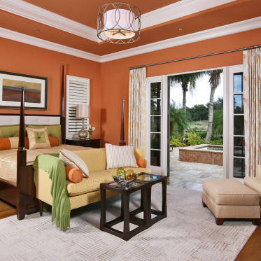 创意时尚橙色美式风格卧室...