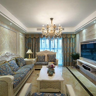 米色欧式风格客厅沙发设计...