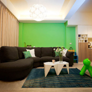 绿色现代风格靓丽客厅背景...