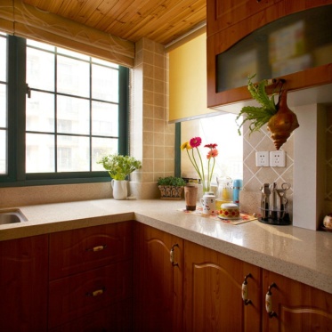 自然舒适美式风格厨房橱柜...