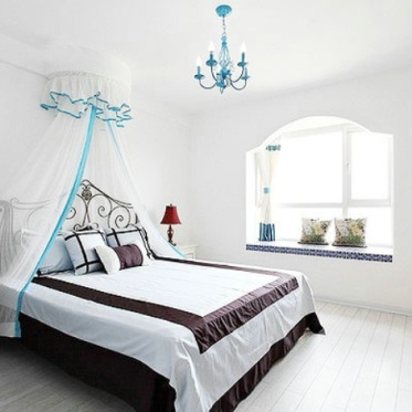浪漫白色地中海卧室装修布...