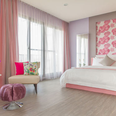现代风格粉色浪漫甜美卧室...