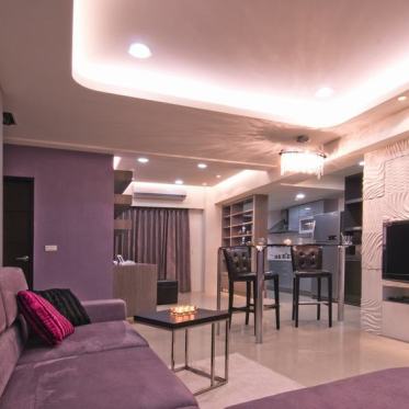 2016现代风格紫色客厅设计...