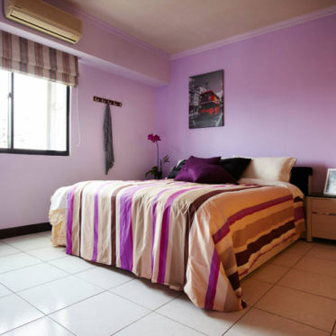 紫色简约卧室图片