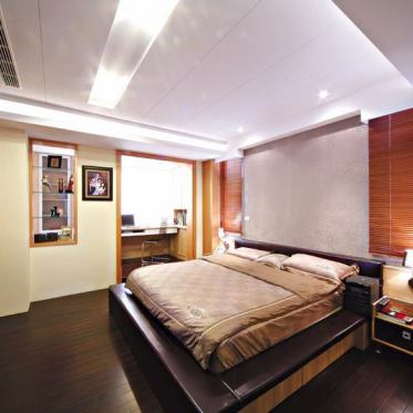 橙色新中式风格卧室装修图...