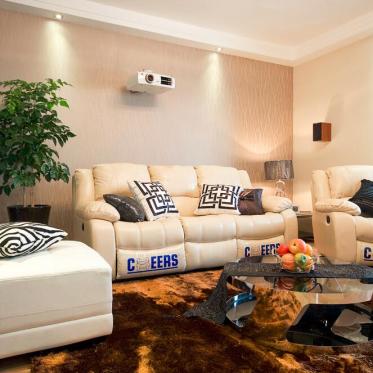 现代米色时尚客厅沙发设计...