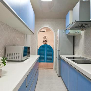 蓝色浪漫地中海风格厨房装...