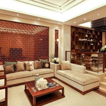 米色中式客厅效果图欣赏