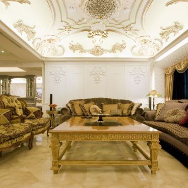 豪华黄色欧式客厅沙发设计...