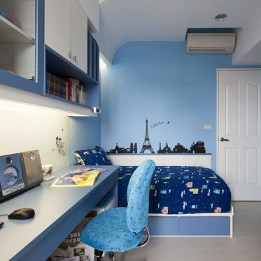 蓝色地中海风格儿童房装修...