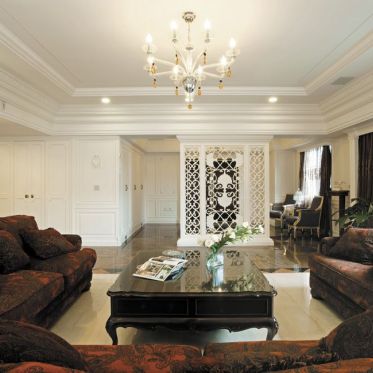 褐色新古典客厅沙发装饰设...