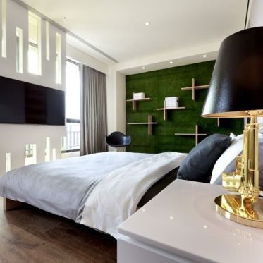 绿色现代卧室墙面装饰设计
