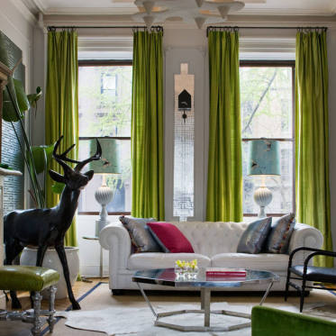 浪漫自然混搭风格绿色客厅...