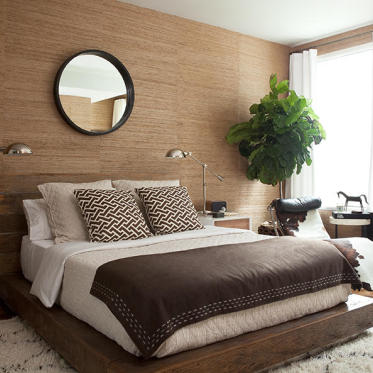 现代风格原木色卧室装修案...