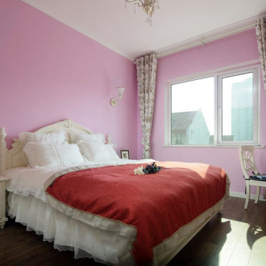粉色欧式风格卧室装修图片...