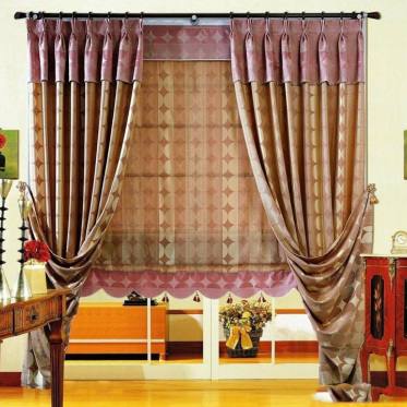 紫色东南亚风格窗帘设计欣...