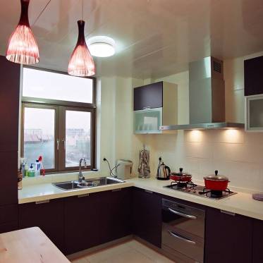 现代风格红色厨房橱柜效果...