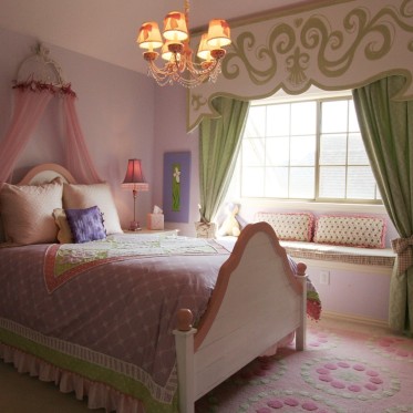 梦幻少女粉色美式卧室设计...