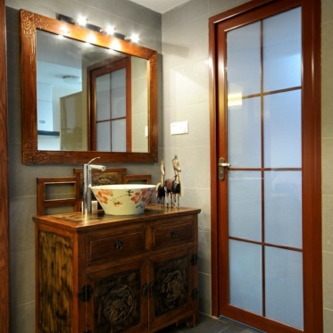 中式风格黄色复古浴室柜设...