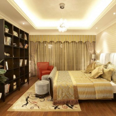 新中式橙色卧室设计装潢图