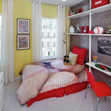 红色个性简约风格卧室装潢...