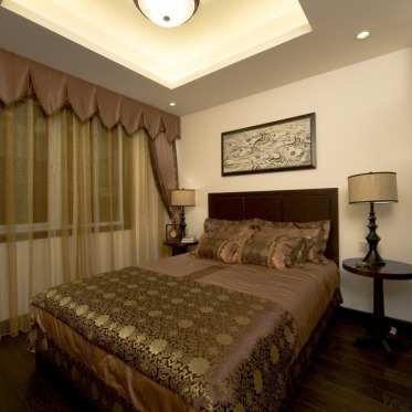 褐色中式风格卧室美图欣赏