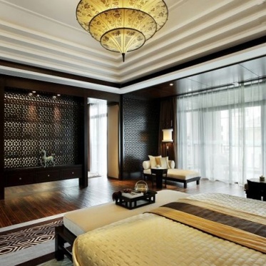 新中式风格黄色卧室设计图...