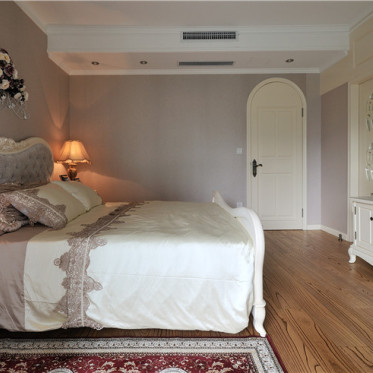 欧式浪漫紫色卧室装潢设计...