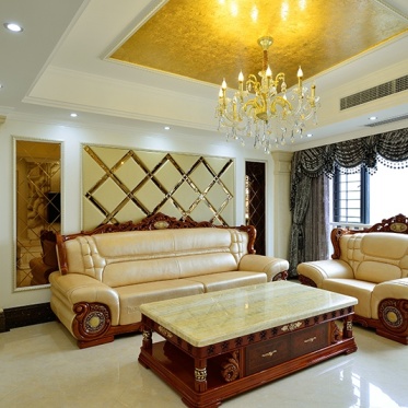 欧式风格黄色客厅沙发装修...