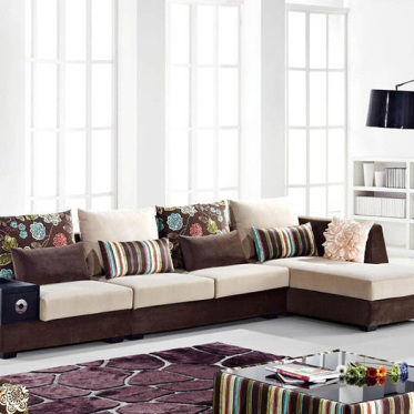 现代七字型布艺沙发效果图