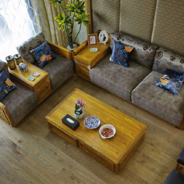中式木质客厅俯视图