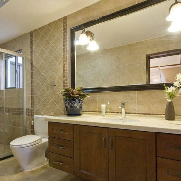 新中式复古浴室柜实景