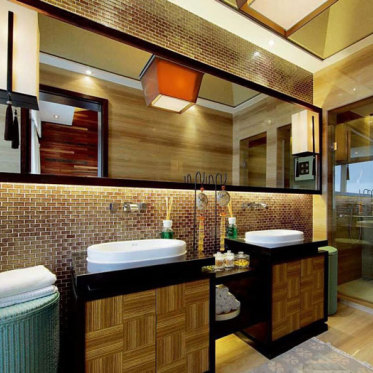 东南亚竹席浴室柜设计