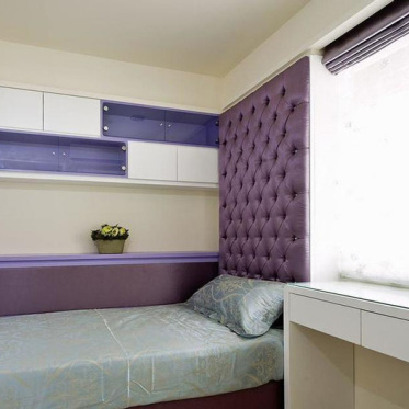 现代紫色床头软包设计