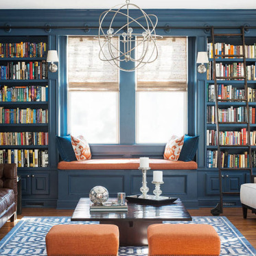 美式蓝色书柜欣赏