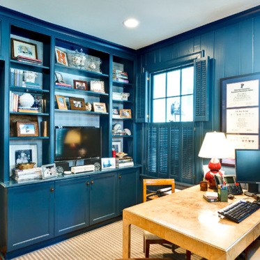 美式蓝色书柜实拍