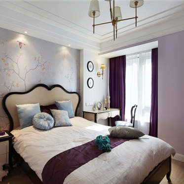 欧式紫色卧室美图