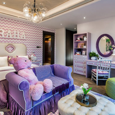 梦幻紫色欧式儿童房欣赏