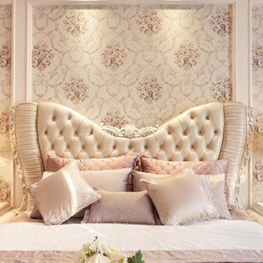粉色欧式卧室背景墙美图