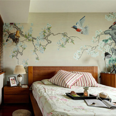 壁画中式卧室背景墙欣赏