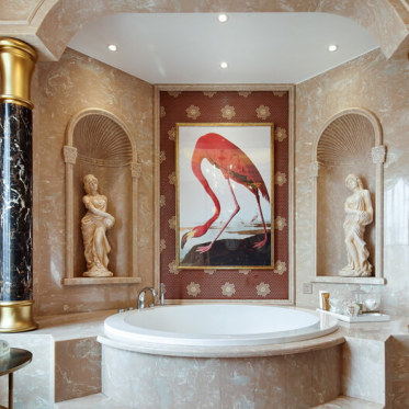 奢华欧式浴缸背景墙美图