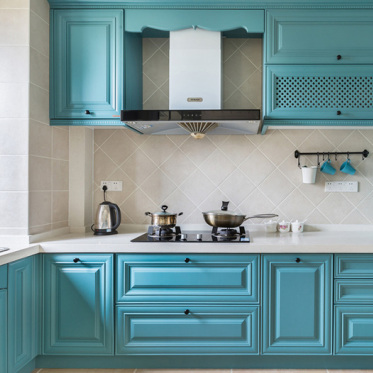 清爽蓝美式厨房设计图