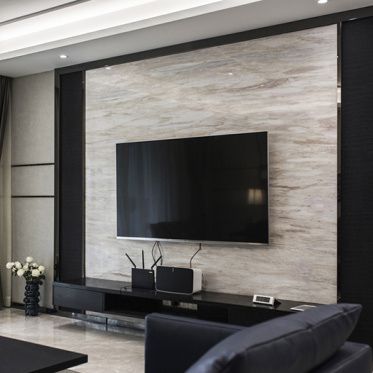 黑色现代客厅电视墙效果