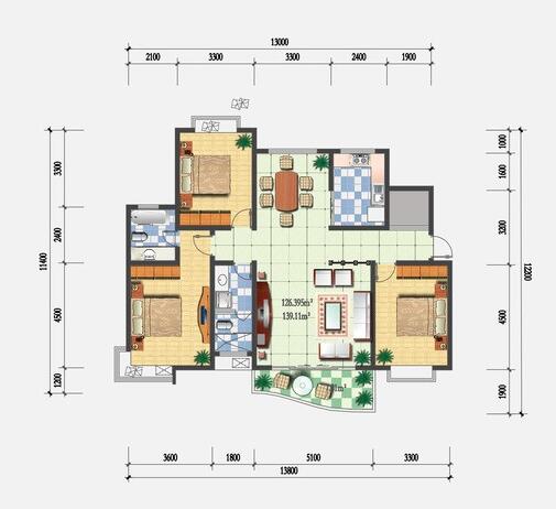 这是一套3室2厅1厨2卫的户型。原先的户型区域不明确，空间利用差。通过设计改造后，把客厅空间和餐厅空间做了开放式处理。使空间感得到了很大的提升。各区域功能能充分体现。