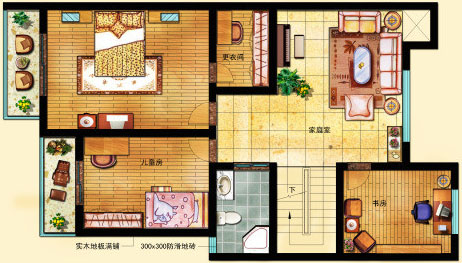 本案例是两室一厅简约风设计，小空间的布局，也能让房子变大几倍。黑白艺术品搭配，富有工匠艺术。